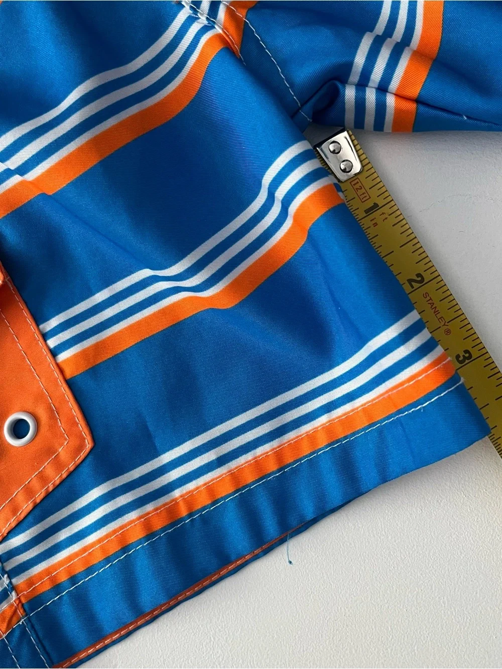 UV Skinz Swim Set size 3T (? ) Board Shorts & Hat Orange/blue/white  Striped.